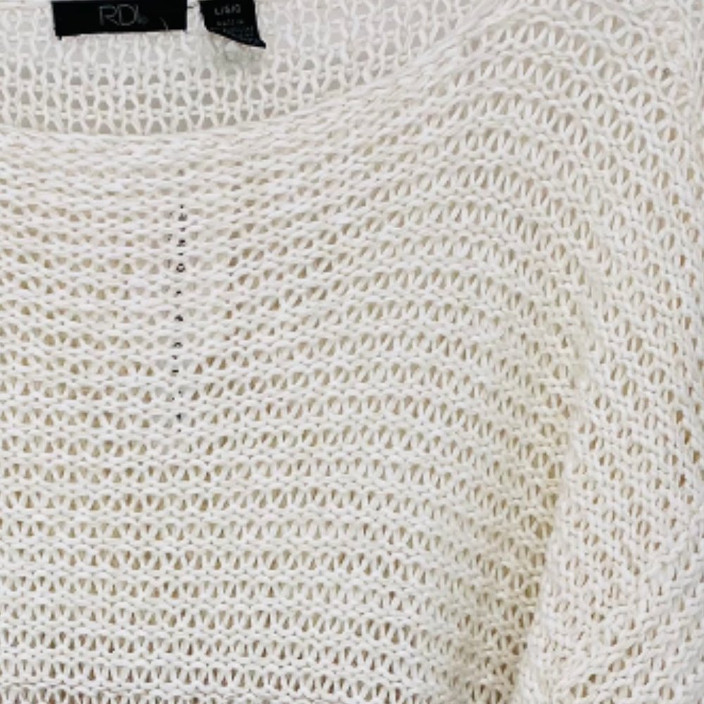 RDI Variegated Tan Melange Open Weave Sweater NWT - Picture 4 of 7